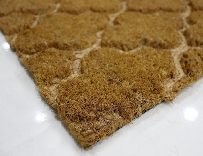 Natural Coir Doormat Embossed Trellis Pattern 40cm x 80cm | Non-Slip PVC Backed
