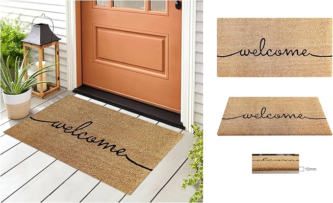 PVC Printed Welcome Coir Door Mat 40cmx80cm