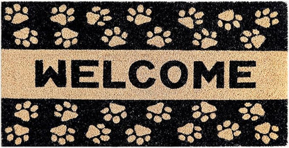 PVC Printed Paw Welcome Coir Door Mat 40cmx80cm