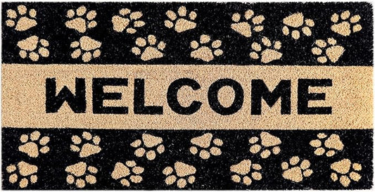 PVC Printed Paw Welcome Coir Door Mat 40cmx80cm