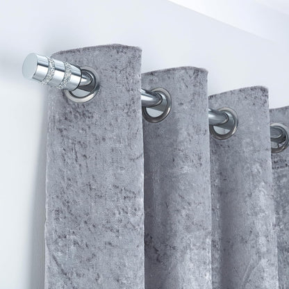 Diamante Barrel Metal Extendable Curtain Pole With Rings and Fittings, In a Variety of Colours and Sizes (25/28mm)