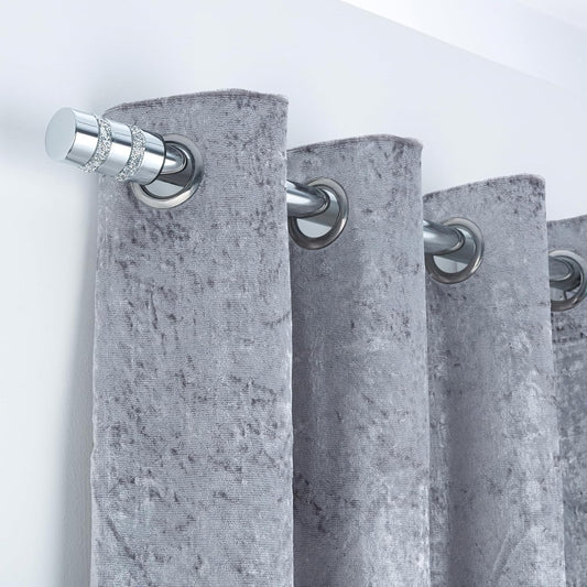 Diamante Barrel Metal Extendable Curtain Pole With Rings and Fittings, In a Variety of Colours and Sizes (25/28mm)