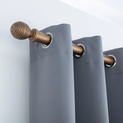 Ribbed Wooden Curtain Pole with Rings and Fittings 35mm - Antique Gold