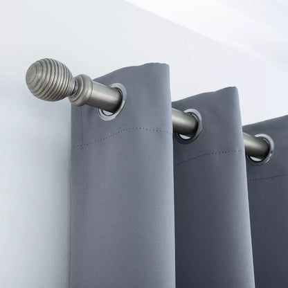 Ribbed Wooden Curtain Pole with Rings and Fittings 35mm - Antique Silver
