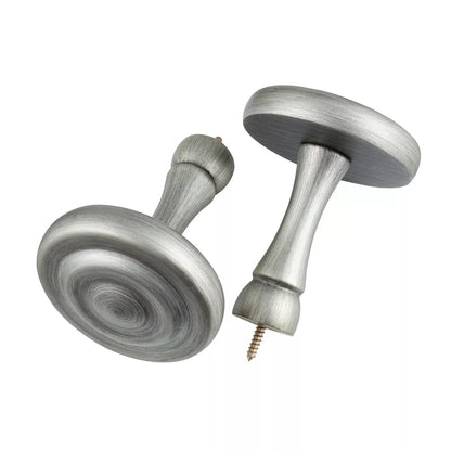 Ribbed Wooden Curtain Pole with Rings and Fittings 35mm - Antique Silver