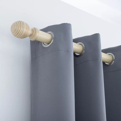 Ribbed Wooden Curtain Pole with Rings and Fittings 35mm - Antique Vanilla