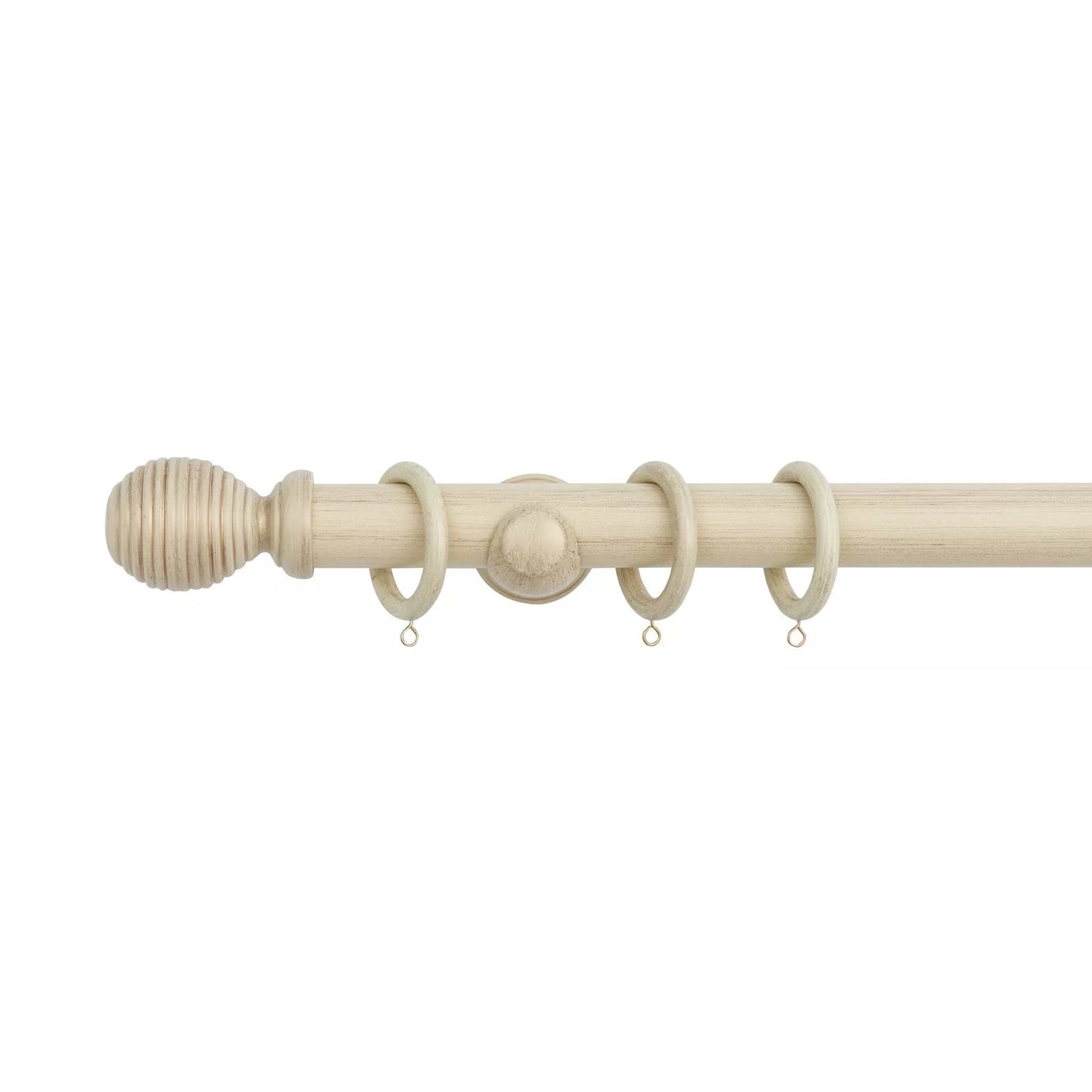 Ribbed Wooden Curtain Pole with Rings and Fittings 35mm - Antique Vanilla