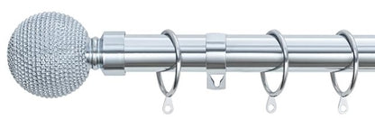 Beaded Ball Metal extendable Curtain Pole With Rings and Fittings (25/28mm)