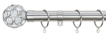 Beaded Gem Metal Extendable Curtain Pole With Rings and Fittings (25/28mm)