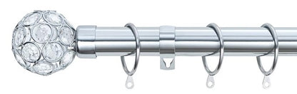 Beaded Gem Metal Extendable Curtain Pole With Rings and Fittings (25/28mm)