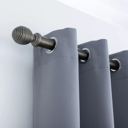 Ribbed Wooden Curtain Pole with Rings and Fittings 35mm - Brushed Olive