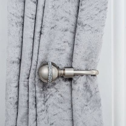 Diamante Ball Metal Extendable Curtain Pole with Rings and Fittings (25/28mm)