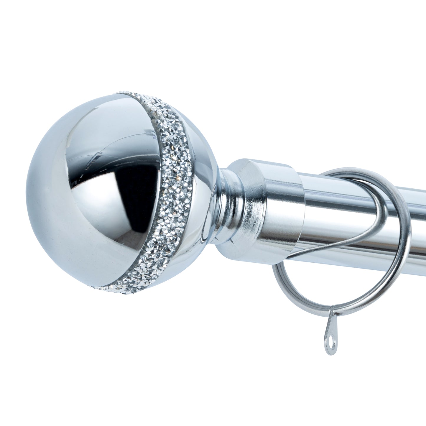 Diamante Ball Metal Extendable Curtain Pole with Rings and Fittings (25/28mm)