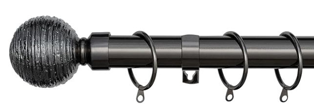 Etched Ball Metal Extendable Curtain Pole With Rings and Fittings (25/28mm)
