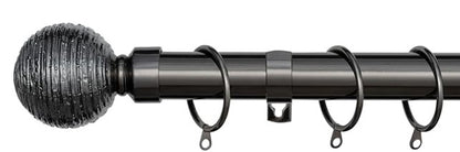 Etched Ball Metal Extendable Curtain Pole With Rings and Fittings (25/28mm)