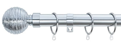 Etched Ball Metal Extendable Curtain Pole With Rings and Fittings (25/28mm)