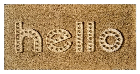 Natural Coir Doormat Embossed Hello Pattern 40cm x 80cm | Non-Slip PVC Backed