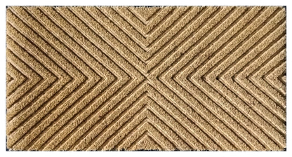 Natural Coir Doormat Embossed Stripes 40cm x 80cm | Non-Slip PVC Backed