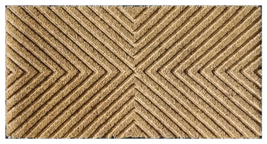 Natural Coir Doormat Embossed Stripes 40cm x 80cm | Non-Slip PVC Backed
