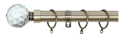 Gem Crystal Ball Metal Extendable Curtain Pole with Rings and Fittings (25/28mm)