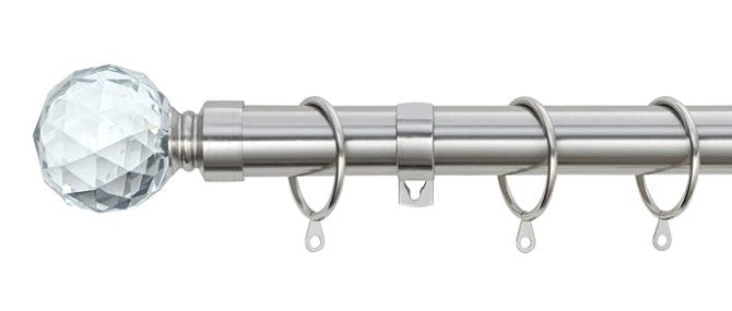 Gem Crystal Ball Metal Extendable Curtain Pole with Rings and Fittings (25/28mm)