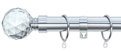 Gem Crystal Ball Metal Extendable Curtain Pole with Rings and Fittings (25/28mm)