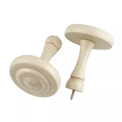 Ribbed Wooden Curtain Pole with Rings and Fittings 35mm - Antique Vanilla