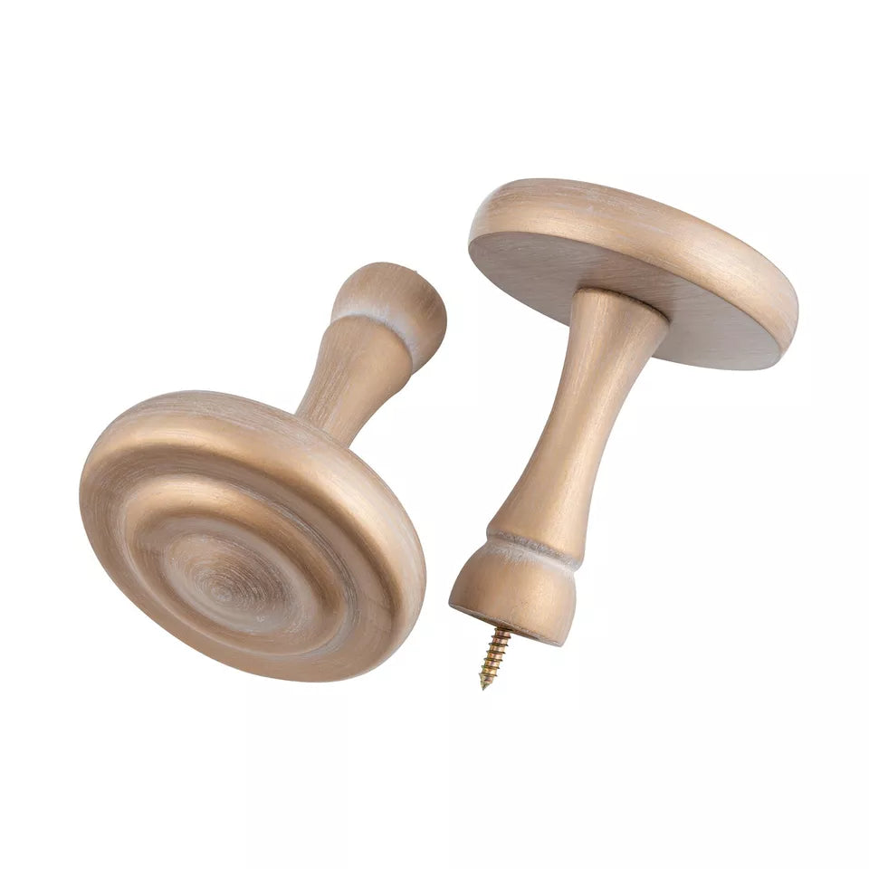 Ribbed Wooden Curtain Pole with Rings and Fittings 35mm - Light Bronze