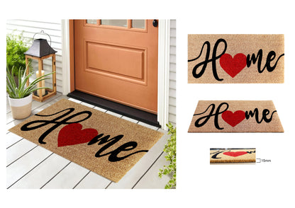PVC Printed Home with Heart Coir Door Mat 40cmx80cm