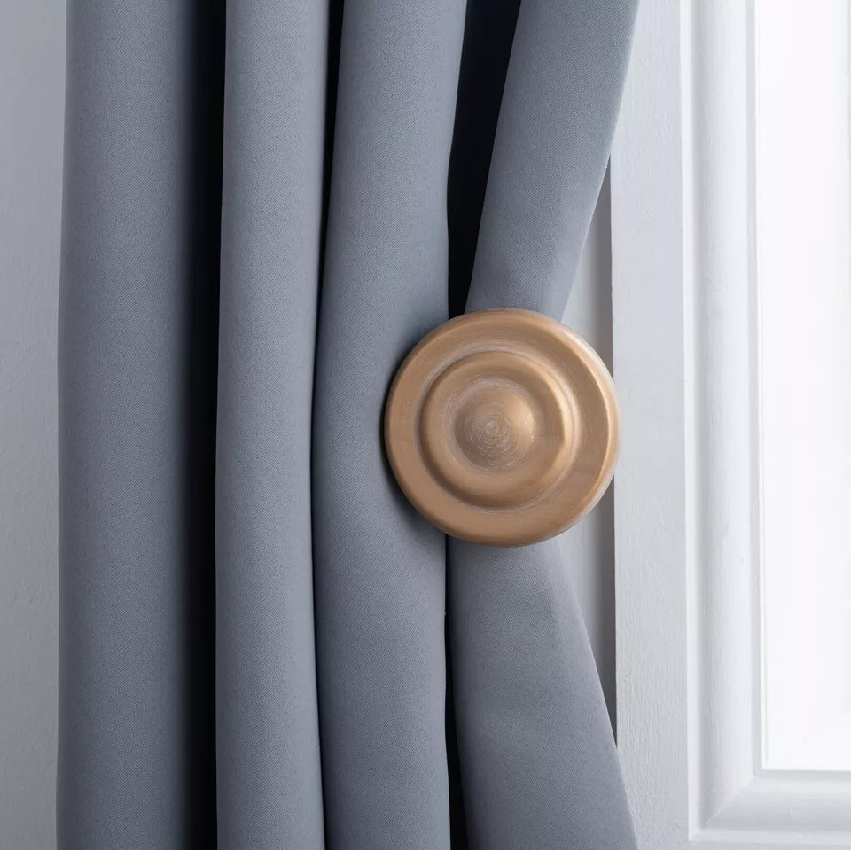 Ribbed Wooden Curtain Pole with Rings and Fittings 35mm - Light Bronze