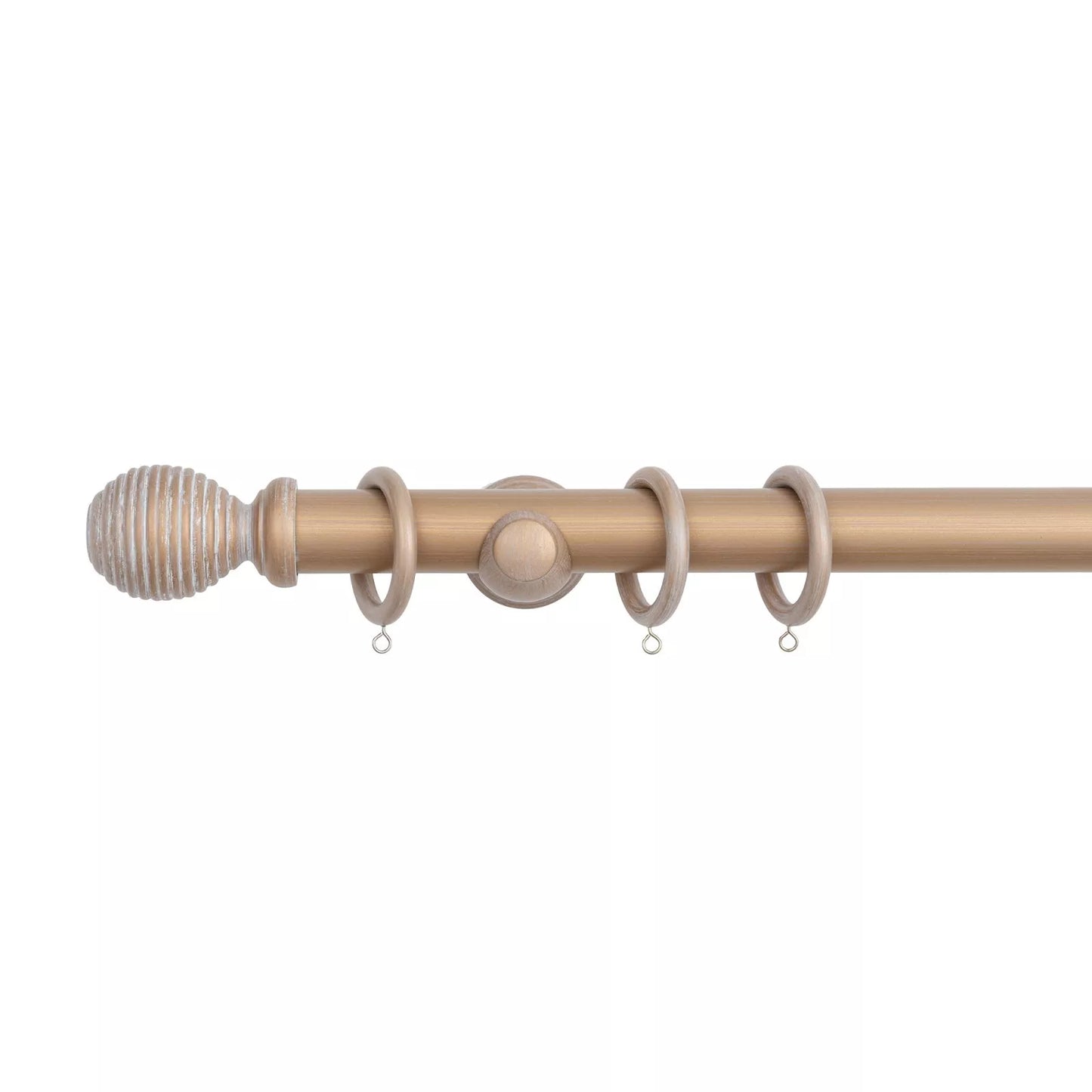 Ribbed Wooden Curtain Pole with Rings and Fittings 35mm - Light Bronze