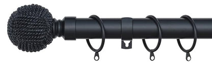 Knotted Ball Metal Extendable Curtain Pole With Rings and Fittings (25-28mm)