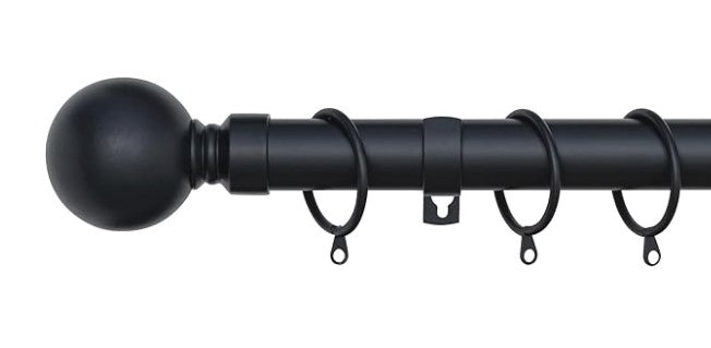 Plain Round Ball Metal Extendable Curtain Pole with Rings and Fittings (25/28mm)