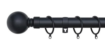 Plain Round Ball Metal Extendable Curtain Pole with Rings and Fittings (25/28mm)