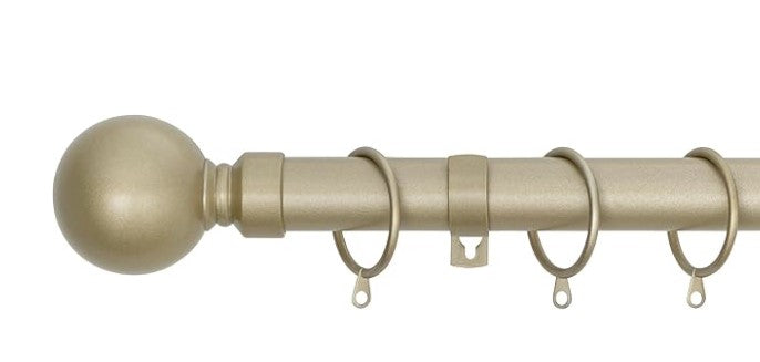 Plain Round Ball Metal Extendable Curtain Pole with Rings and Fittings (25/28mm)