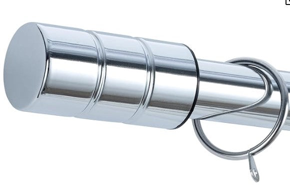 Plain Barrel Metal Extendable Curtain Pole with Rings and Fittings (25/28mm)
