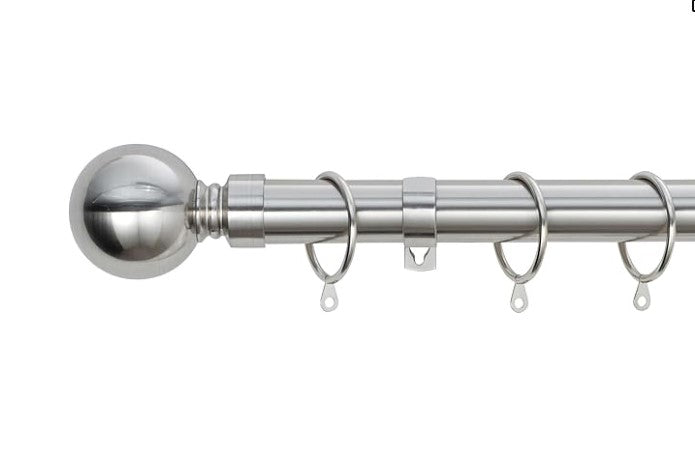 Plain Round Ball Metal Extendable Curtain Pole with Rings and Fittings (25/28mm)