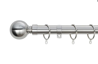 Plain Round Ball Metal Extendable Curtain Pole with Rings and Fittings (25/28mm)