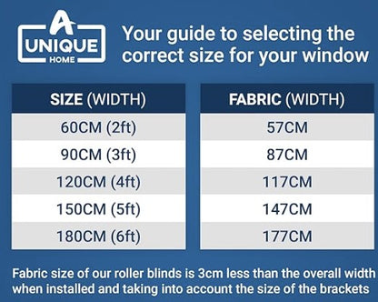 Square Eyelet Roller Window Blind -Trimmable , Various Colours & Sizes