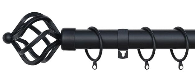 Twisted Metal Extendable Curtain Pole with Rings and Fittings (25/28mm)