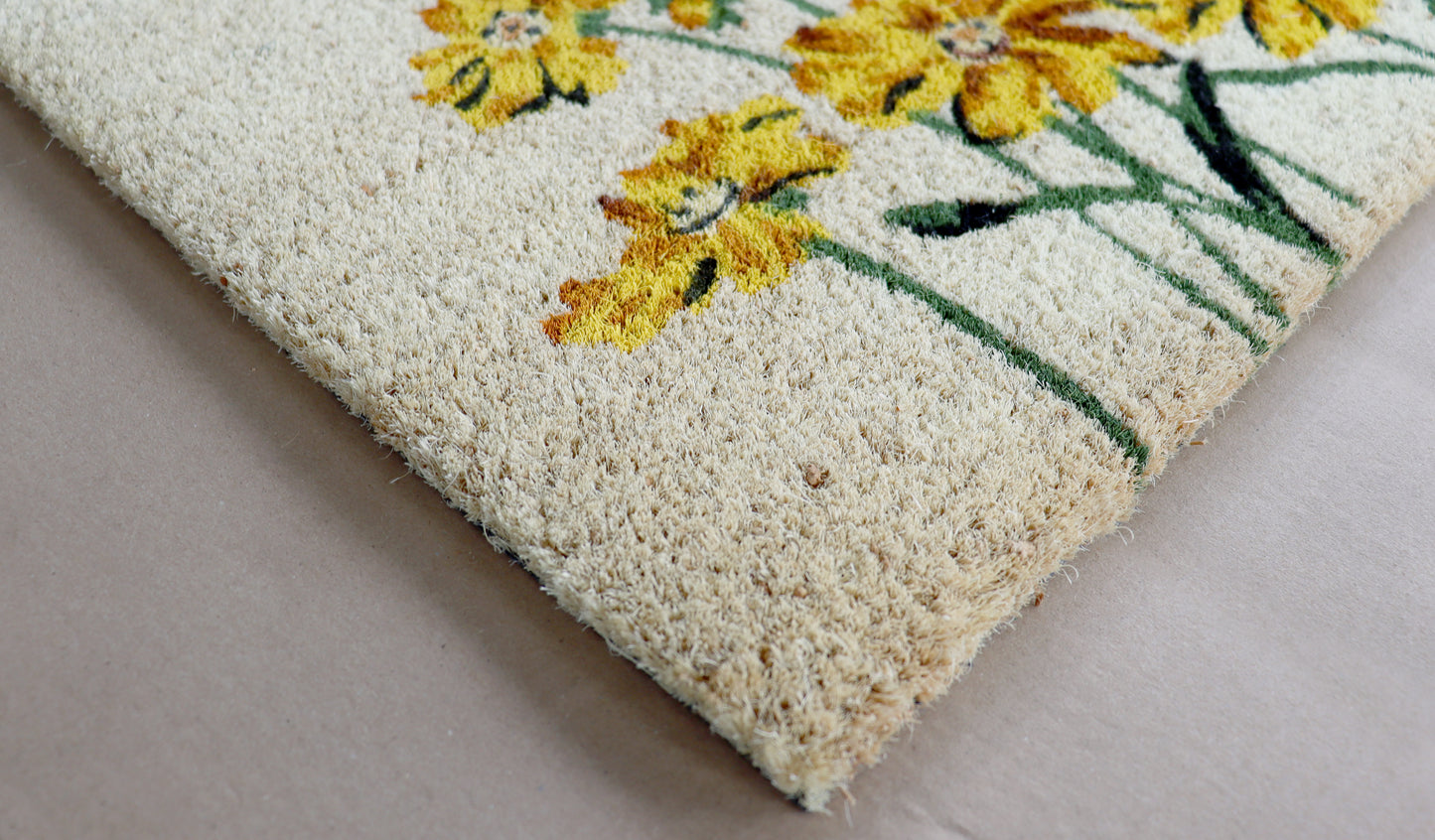 PVC Printed Welcome floral Colour Coir Door Mat 40cmx80cm