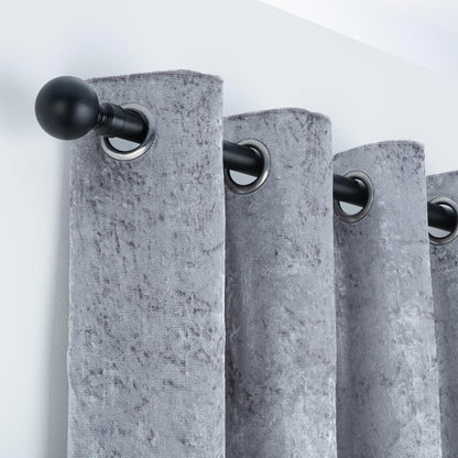 Plain Round Ball Metal Extendable Curtain Pole with Rings and Fittings (25/28mm)