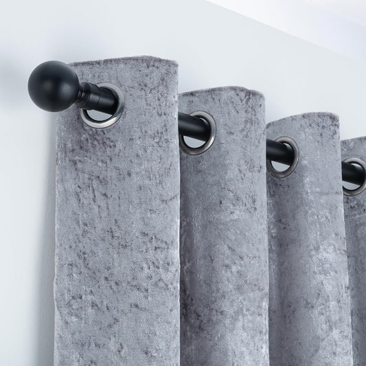 Plain Round Ball Metal Extendable Curtain Pole with Rings and Fittings (25/28mm)