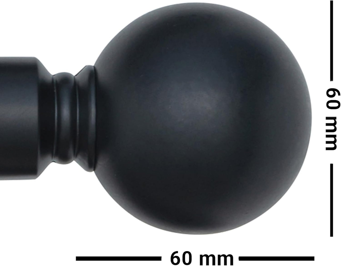 Plain Round Ball Metal Extendable Curtain Pole with Rings and Fittings (25/28mm)