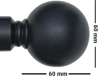 Plain Round Ball Metal Extendable Curtain Pole with Rings and Fittings (25/28mm)