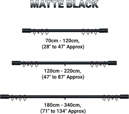 Plain Barrel Metal Extendable Curtain Pole with Rings and Fittings (25/28mm)