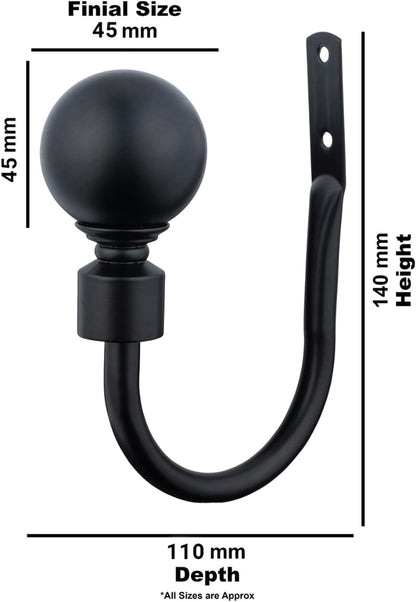 Plain Round Ball Metal Extendable Curtain Pole with Rings and Fittings (25/28mm)