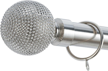 Beaded Ball Metal extendable Curtain Pole With Rings and Fittings (25/28mm)
