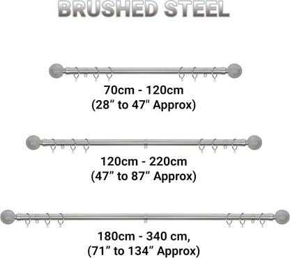 Beaded Ball Metal extendable Curtain Pole With Rings and Fittings (25/28mm)