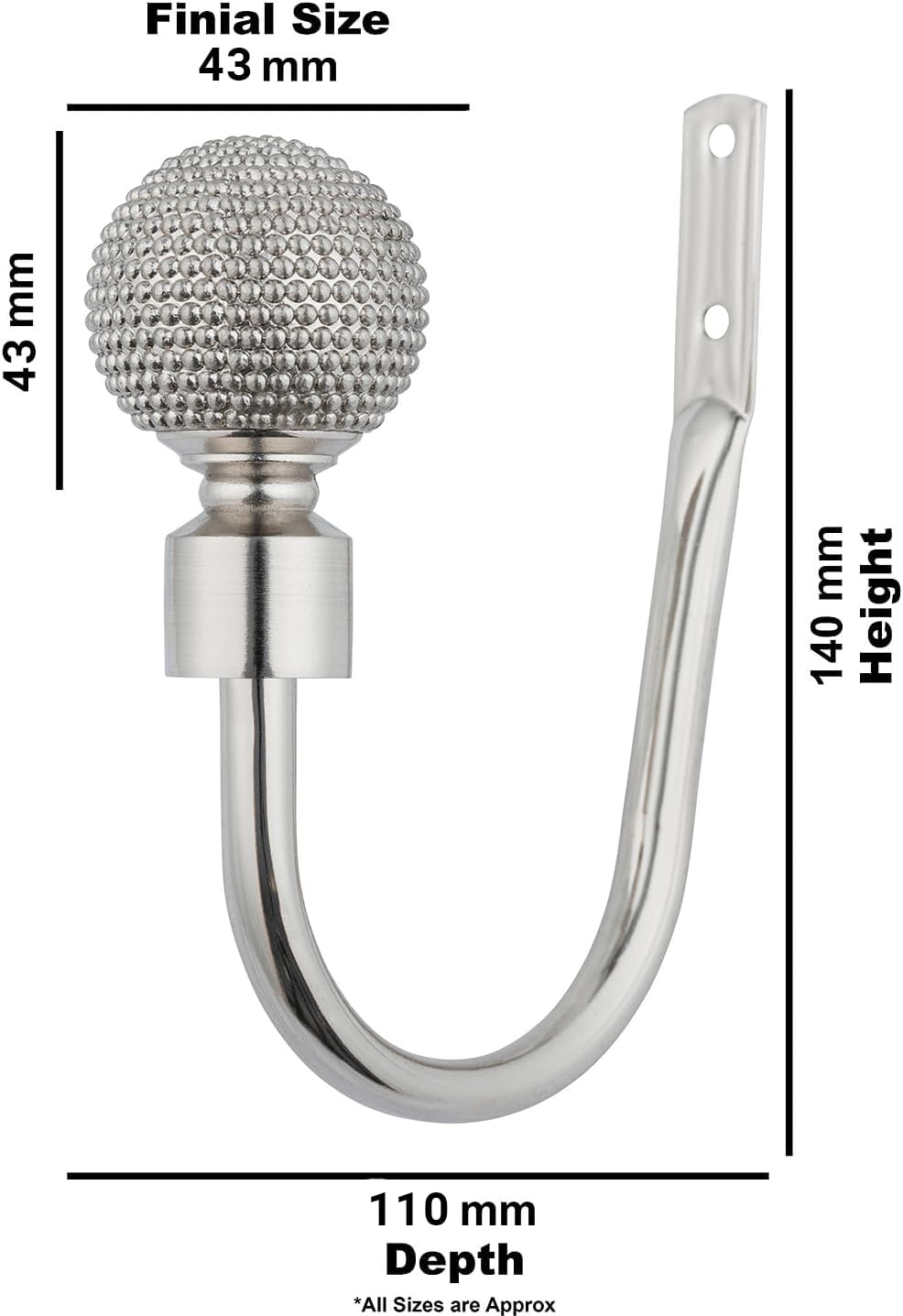 Beaded Ball Metal extendable Curtain Pole With Rings and Fittings (25/28mm)